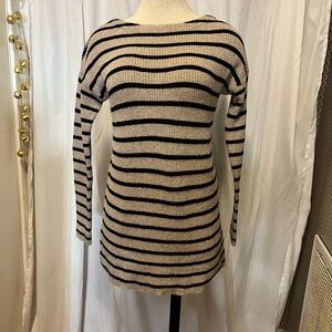 Old Navy Black and Cream Striped Sweater